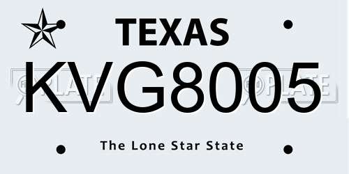 KVG8005 Texas License Plate