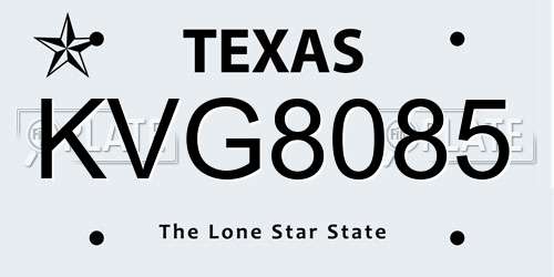 KVG8085 Texas License Plate