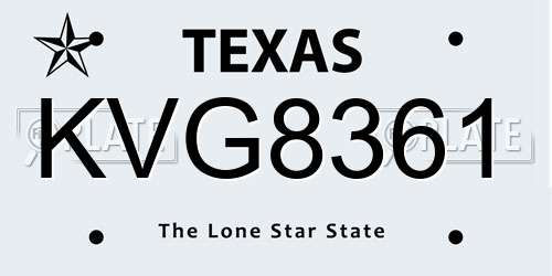 KVG8361 Texas License Plate