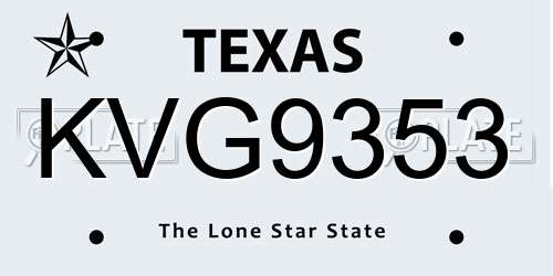KVG9353 Texas License Plate