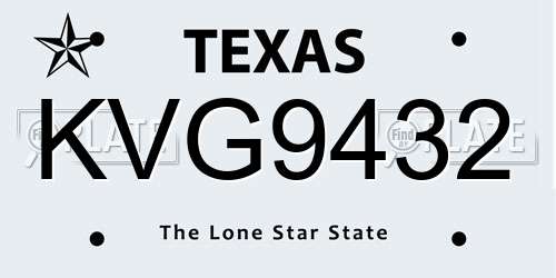 KVG9432 Texas License Plate