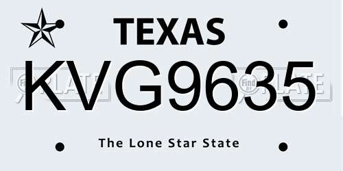 KVG9635 Texas License Plate
