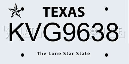 KVG9638 Texas License Plate