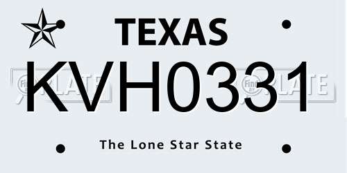 KVH0331 Texas License Plate