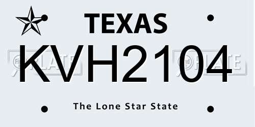 KVH2104 Texas License Plate