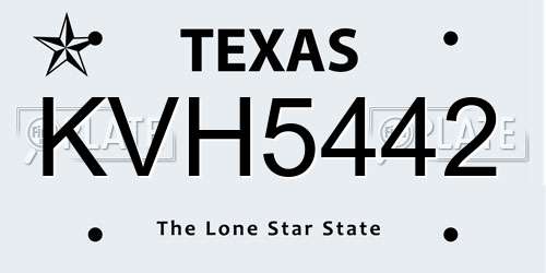 KVH5442 Texas License Plate