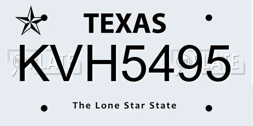 KVH5495 Texas License Plate
