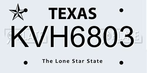 KVH6803 Texas License Plate