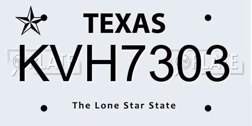 KVH7303 Texas License Plate