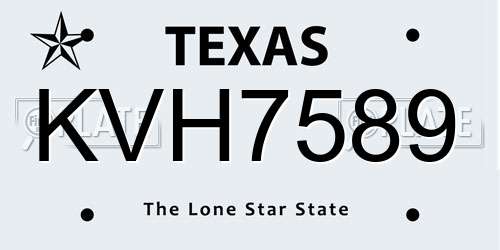 KVH7589 Texas License Plate