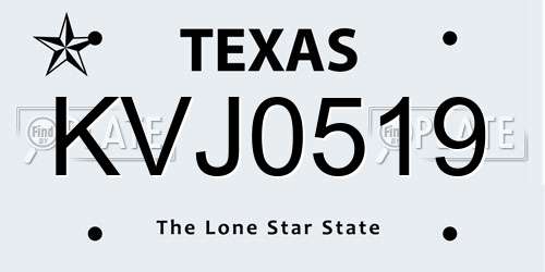 KVJ0519 Texas License Plate