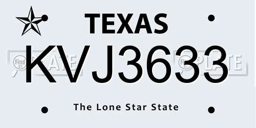 KVJ3633 Texas License Plate