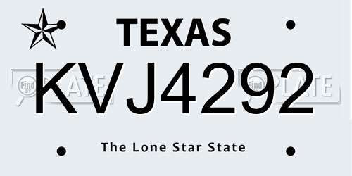 KVJ4292 Texas License Plate