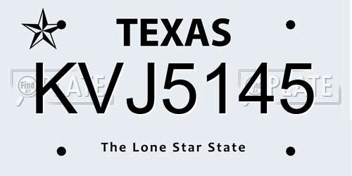 KVJ5145 Texas License Plate