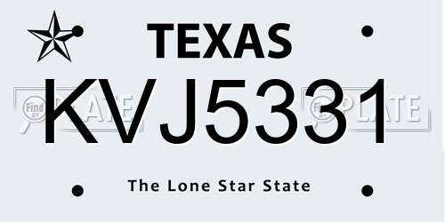 KVJ5331 Texas License Plate