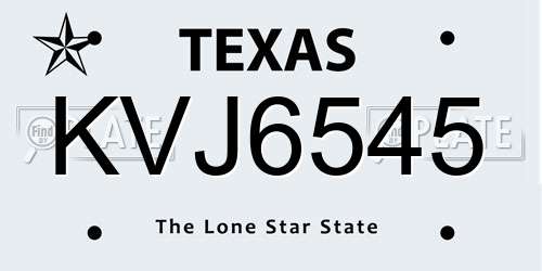 KVJ6545 Texas License Plate