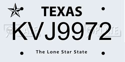 KVJ9972 Texas License Plate