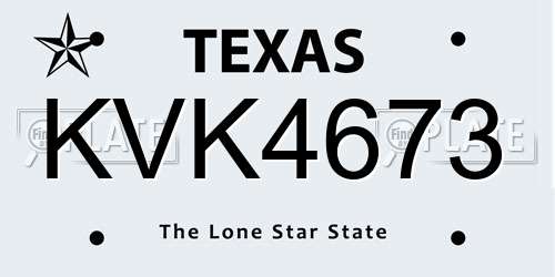 KVK4673 Texas License Plate