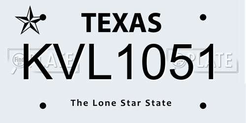 KVL1051 Texas License Plate