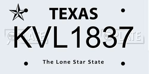 KVL1837 Texas License Plate