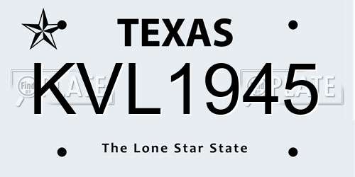 KVL1945 Texas License Plate