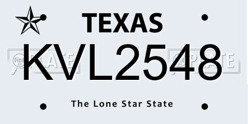 KVL2548 Texas License Plate