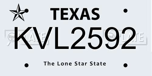 KVL2592 Texas License Plate