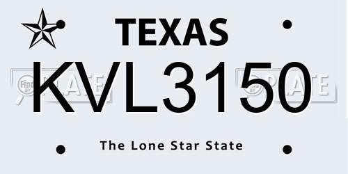 KVL3150 Texas License Plate