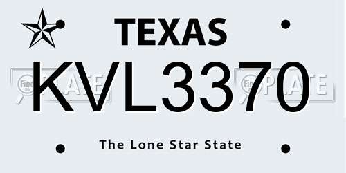 KVL3370 Texas License Plate