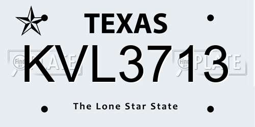 KVL3713 Texas License Plate