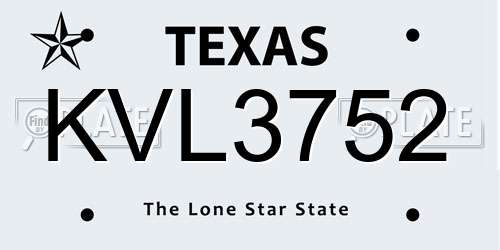 KVL3752 Texas License Plate