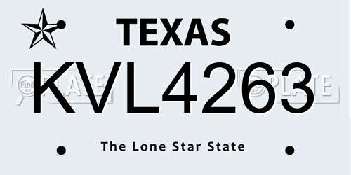 KVL4263 Texas License Plate