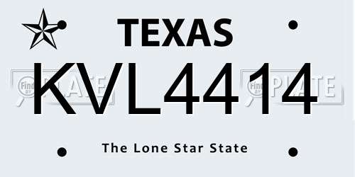 KVL4414 Texas License Plate