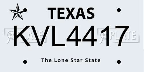 KVL4417 Texas License Plate