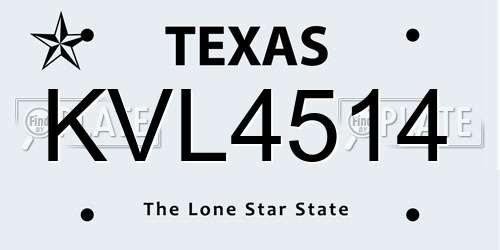 KVL4514 Texas License Plate