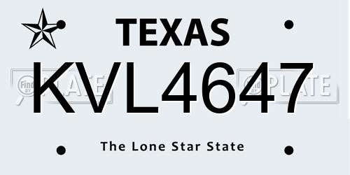 KVL4647 Texas License Plate