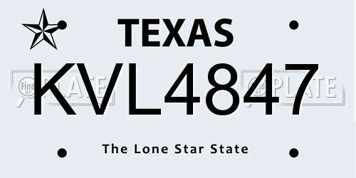 KVL4847 Texas License Plate