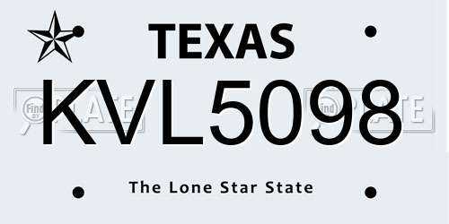 KVL5098 Texas License Plate