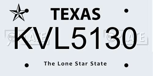 KVL5130 Texas License Plate