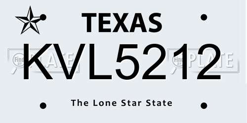 KVL5212 Texas License Plate