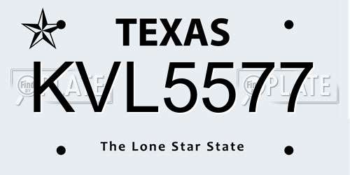KVL5577 Texas License Plate