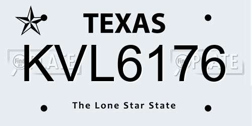 KVL6176 Texas License Plate