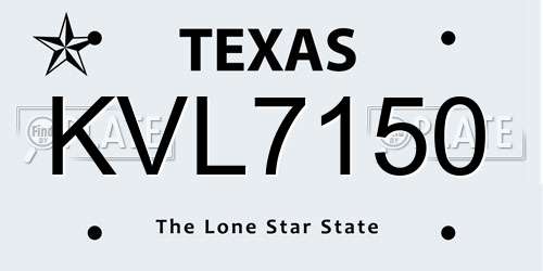 KVL7150 Texas License Plate