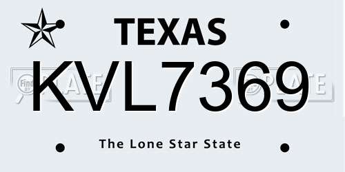 KVL7369 Texas License Plate