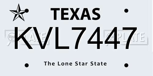 KVL7447 Texas License Plate