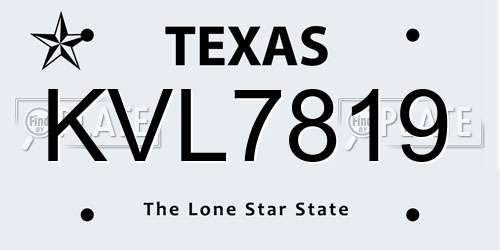 KVL7819 Texas License Plate