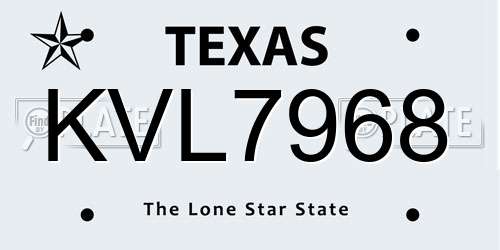 KVL7968 Texas License Plate