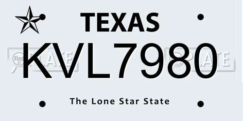 KVL7980 Texas License Plate