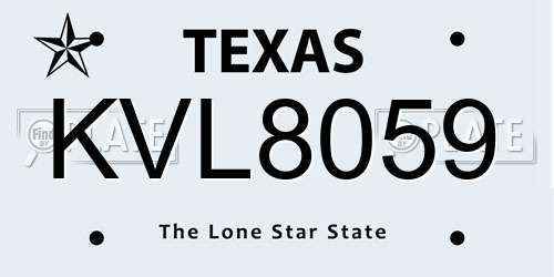 KVL8059 Texas License Plate