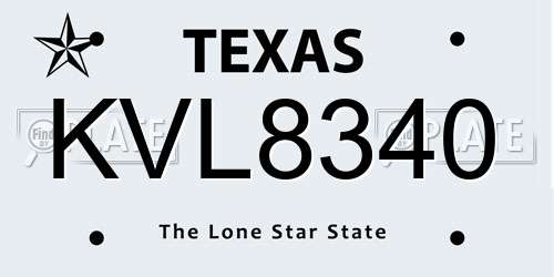 KVL8340 Texas License Plate